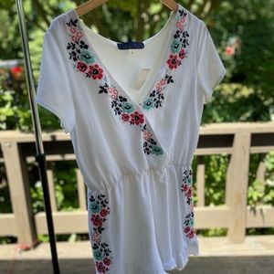 Floral embroidered romper